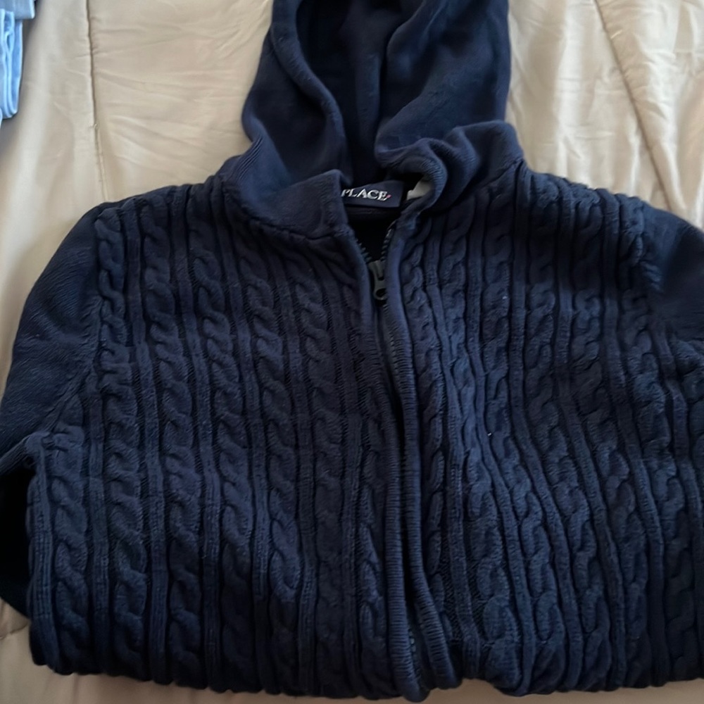 Girls Uniform Cable Knit Zip Up Cardigan - Tidal